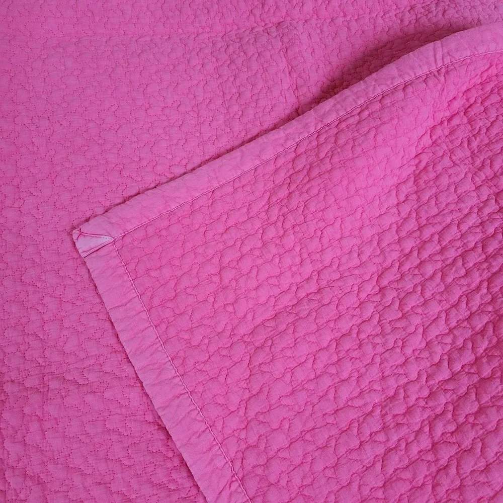 Queen Size Quilted Pink Textured Light Weight 100% Cotton Comfort Bed Blanket